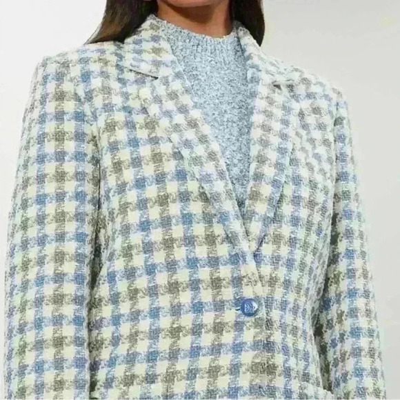 Sandro Paris Caliana Tweed Jacket Blazer Blue Size 12 - Picture 2 of 10